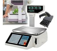Bascula Industrial Báscula digital para calcular precios, electrónica, comercial, para supermercados, frutas, caja registradora con impresora de etiquetas, plataforma de conteo de peso para