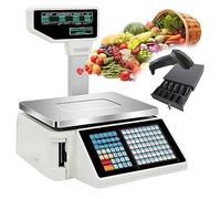 Bascula Industrial Báscula electrónica comercial digital con impresora térmica de etiquetas, peso con pantalla de poste, para supermercados y tiendas de alimentación, B-30KG