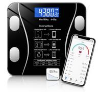 Báscula inteligente, peso y% de grasa - Análisis APP corporal completo, IMC, grasa, músculo, agua - Bluetooth, app móvil, seguimiento de peso y salud - Precisión profesional - pantalla led
