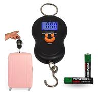 Báscula para Maletas de Viaje Digital con Gancho - Peso Maletas Viaje hasta 50 Kg - Balanza Electrónica de Mano para Equipaje, Pesca, Cocina - Pesa Colgante Portátil con Pantalla LCD, Incluye Pilas