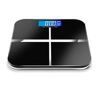 Báscula plana Con Plataforma de Cristal Templado de alta Seguridad, Exhibición del LCD de la contraluz， Alta Precisión, Gran Plataforma, 180 Kilogramm (Color : Black)