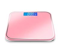 Báscula plana Con Plataforma de Cristal Templado de alta Seguridad, Exhibición del LCD de la contraluz， Alta Precisión, Gran Plataforma, 180 Kilogramm (Color : Pink)