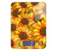 Báscula portátil abstracta de vidrio de girasol para alimentos, 11 libras/0 18 onzas, 5 kg/5 g, báscula digital de peso en gramos con 4 unidades para pérdida de peso (pilas no incluidas)