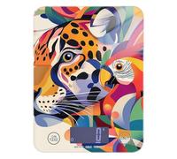 Báscula portátil de alimentos estilo pop art de leopardo colorido tropical para cocina, 11 libras/1 onzas, escala digital pequeña de 5 kg/5 g, con 4 unidades para hornear espresso (pilas no incluidas)