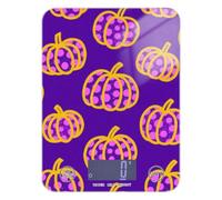 Báscula portátil para alimentos de calabaza con estampado de leopardo morado, fácil de limpiar, 11 libras/5 g, escala de 5 kg/5 g con 4 unidades para preparación de comidas keto horneado (pilas no