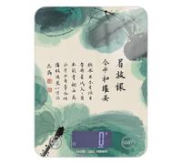 Báscula portátil para alimentos de poesía y pintura de cultura china, fácil de limpiar, escala de 5 kg/5 g en gramos y onzas con 4 unidades para hacer jabón, cocinar (pilas no incluidas)