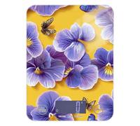 Báscula portátil portátil para alimentos, color amarillo violeta, 11 libras/0 18 onzas, 5 kg/5 g (Escenario), báscula de gramo de cocina con 4 unidades para especias, especias, bascula digital de peso