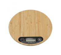 Báscula Redonda de bambú for Hornear, 5kg/1g, Pantalla LED de Madera, báscula electrónica portátil for Cocina, báscula for Alimentos, medición de Peso