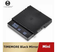 Báscula TIMEMORE con espejo negro, Mini báscula para café expreso con caudal de elaboración y almohadilla de aislamiento térmico, báscula electrónica para café Black mirror mini