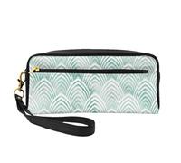 Básculas Aqua Mint Blanco Geometría Mármol, Bolsa de Maquillaje Bolsa de cosméticos Bolsa de Aseo de Viaje portátil Estuche de Cuero para Mujeres y niñas