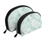 Básculas Aqua Mint Blanco Geometría Mármol, Bolsa de Maquillaje de Concha, Monedero pequeño para Mujer, Bolsa de artículos de tocador, Bolsa de cosméticos, 2 Piezas