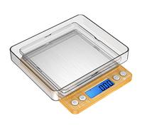 Básculas Digitales de Bolsillo, 500g / 0,01g Mini Básculas de Cocina de Alta Precisión para Alimentos, con Retroiluminación, Funciones de Tara y PC, Acero Inoxidable, Baterías Incluidas