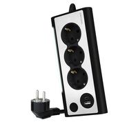 Base 3xenchufes 2xusb sobremesa negra nanocable 10.37.0013-bk