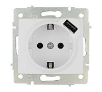 Base bipolar 16A 250V con USB Power, Serie Europa, ideal para carga de dispositivos electrónicos y uso en entornos domésticos.