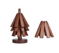 Base Caliente de Madera Maciza - Juego de 3/4/5 posaollas de Nogal Natural, Plegable, Antideslizante y Resistente al Calor para ollas, sartenes, Platos - Ahorra Espacio（1 Juego / 2 Juegos）