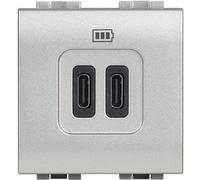 Base cargador 2xUSB C+C2 módulosBTICINO Livinglight NT4286C2Tech