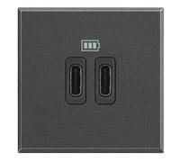 Base cargador USB C+C3A 5V 230VBTICINO Axolute HS4286C2Antracita 2 módulos
