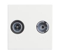 Base coaxial TV/R-SAT unicaapantalladaBTICINO RW4217M2D Classia2 mod. Blanco