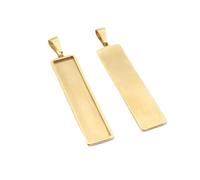 Base Colgante Rectangular De Acero Inoxidable 8 Piezas Para DIY | Bandeja con incrustaciones en blanco en relieve(10x50mm gold)