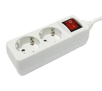 Base de 2 Tomas con Cable y Interruptor, Longitud 1.5m, Ideal para Conexiones eléctricas seguras y prácticas en el hogar.