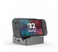Base de acoplamiento Switch 2 compatible con Nintendo Switch 2/1/OLED, Dock TV con puerto HDMI 4K, puerto Type-C, 3 puertos USB, soporte de carga de repuesto para el dock oficial (Gris)