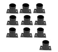 Base de anclaje de soporte de poste de cubierta para soporte de columna elevado, diseño de brida negra de metal para instalación de puerta de valla