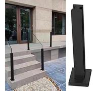 Base De Barandilla De Vidrio Cuadrada Negra Para Escaleras/Terrazas, Interior Y Exterior. Abrazadera Para Cerca De Vidrio Con Montaje En Suelo, Tapas Metálicas Y Kits De Tornillos. Altura: 60 Cm (24,