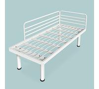 Base de cama de plataforma de metal con fácil montaje, diseño de costura, cuna y barandilla expandible, color blanco, 200 x 60 x 40 cm