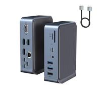 Base de Carga 15 en 1 USB C para MacBook Pro/Air, multipuerto Hub Triple Monitor a través de VGA/2 HDMI, 100 W PD Laptop Dock para HP DELL (USB-A/C 3.0 5GBPS, RJ45 Ethernet, Audio & Mic, SD/TF)