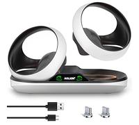 Base de carga 2023 para accesorios de controlador PS5 VR2, estación de carga rápida con 2 clips magnéticos recargables, soporte base con indicador LED para cargar accesorios Playstation VR2 (negro)