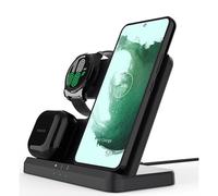 Base de carga inalámbrica 3 en 1, soporte de carga inalámbrica, función de carga rápida, compatible con relojes Samsung y auriculares.