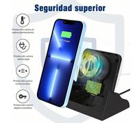 Base de carga inalámbrica de 15W con apagado automático, negra