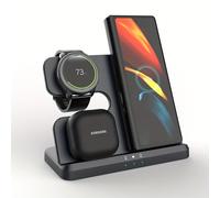 Base de Carga inductiva para Samsung, Cargador inalámbrico 3 en 1 para Galaxy Watch 5/5 Pro/4/3/Active 2/1 Cargador para Samsung Galaxy S24 Ultra S23 S22 S21 Z Flip Z Fold 5 4 Galaxy Buds