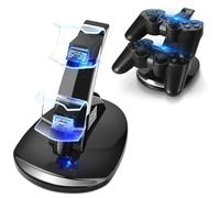 Base de Carga para Controlador PS3 de TNP para Sony Playstation 3 Controlador Dualshock 3 Carga, Estacin de Acoplamiento de 2 Niveles y 2 Puertos compatibles con Cable USB PS3 con