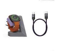 Base de carga para Samsung Watch 8 con cable de 1 8 m, base estable de silicona para uso doméstico y de oficina (gris púrpura)