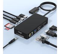 Base de carga para Surface 11 en 1 Dual Display 4K*HDMI+1080P*VGA, USB-C/USB 3.0, ranura SD/TF, RJ45 Gigabit & Audio, Adaptador DC, Surface Dock para Microsoft Surface Pro/portátil/Book/Go