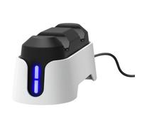Trust Gaming GXT 228 Cargador Mando PS5 DualSense, Base de Carga para Playstation 5, Estación de Carga Dual con Indicatores LED, Diseño Vertical, Cable USB-C Incluido, Blanco