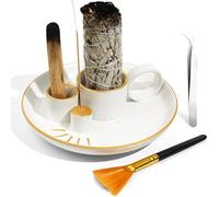 Base de Cerámica Porta Incienso,Haoyanger Soporte Incienso Quemador de Incienso Palo Santo Quemador Soporte Incienso Varilla Hogar Soporte de Palo Santo para Dormir,Hacer Yoga,Pensar