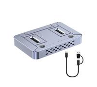 Base de clonación de disco sólido NVMe de doble bahía de 20 Gbps, USB3.2, clonación fuera de línea, diseño de aluminio, base de clonación de disco sólido