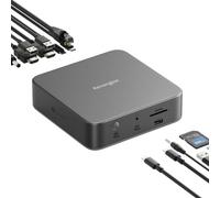 Base de conexión Kensington SD5010T5 EQ Thunderbolt 5, 3 monitores 4K o 2 Pantallas 8K, PD 140 W, SD/MicroSD, 2 Puertos Thunderbolt 5, Ethernet y USB-A 3.2 Gen 2, Gris Espacial (K35231EU)