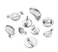 Base de disco para broche de acero inoxidable, 10 piezas de broche acero inoxidable con base cabujón 8 a 30 mm, suministros joyería DIY varios tamaños(30mm-27mm pins1)