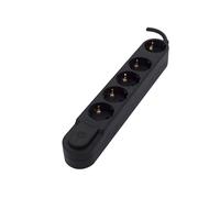 Base de diseño 5 x 16 A con interruptor y enchufe plano - 1,5 m - Negro (SCH)