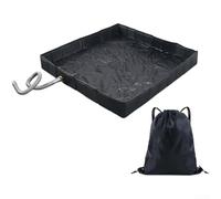Base de ducha cuadrada plegable para campamento en RV, bandeja de ducha portátil de PVC para exteriores con sistema de drenaje, alfombrilla compacta de recogida de agua para mascotas y jardín (base de