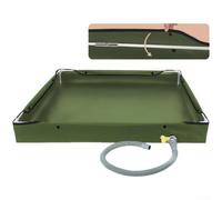Base de ducha plegable para camping, bandeja de ducha portátil de tela Oxford con tubo de drenaje desmontable, estación de lavado al aire libre de configuración rápida y alfombrilla de ducha RV (verde