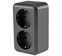 Base de enchufe de superficie Base doble de 2 vías serie Fasko antracita