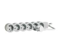 Legrand Regleta de enchufes 694557, 6 tomas, cable 1,5 m, Blanco/Gris claro