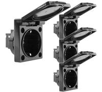Base de enchufe schuko empotrable IP44 a tornillo con tapa de color negro 4 pack