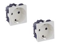 Base de enchufe Schuko Niessen Zenit N2288BL Blanco, Pack 2 Unidades, Enchufe Con Dispositivo Seguridad y Embornamiento a Tornillo, 16 A 250V 45x45 mm 2 módulos
