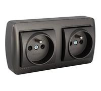 Base de enchufe Solera Mural 2p+t Grafito 16 A 250 V Doble