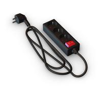 Base de Enchufe Triple con Interruptor 16A nergética, Color Negro, Ideal para Uso doméstico y oficinas.